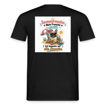 Sommermodus Frenchie Snacks - Männer T-Shirt - Schwarz - Hinten - AI Model Male 178 light (178cm)