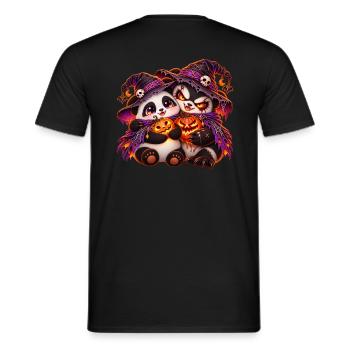 Pand'Halloween Panda-Kuschung (Yin-Yang) - Männer T-Shirt - Schwarz - Hinten - AI Model Male 178 light (178cm)