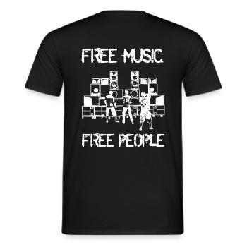 Free music free people - Men's T-Shirt - black - Back - AI Model Male 178 light (178cm)
