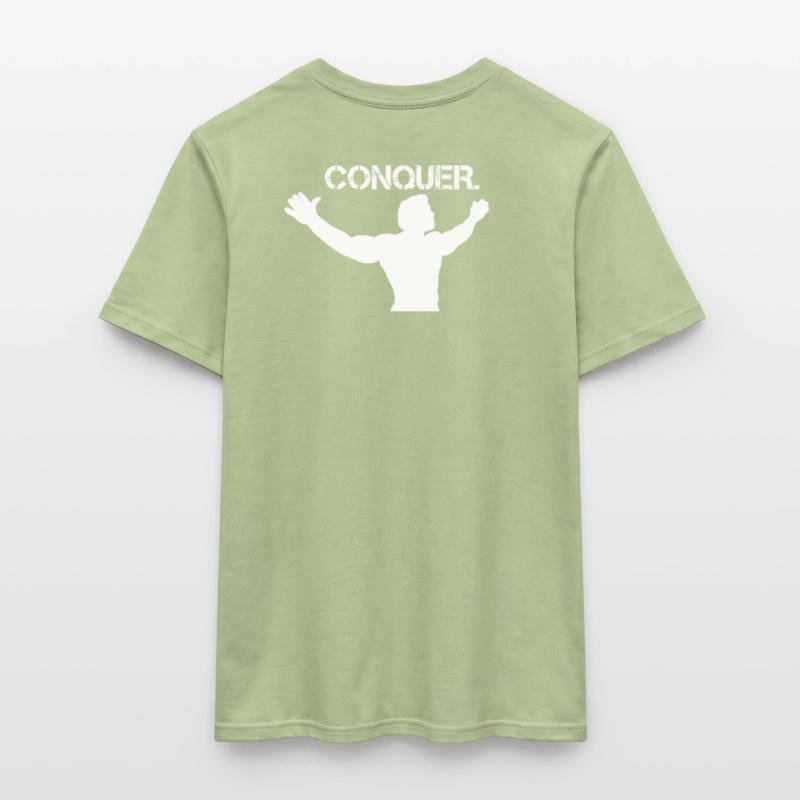 Conquérir. Conception de musculation T-shirt homme