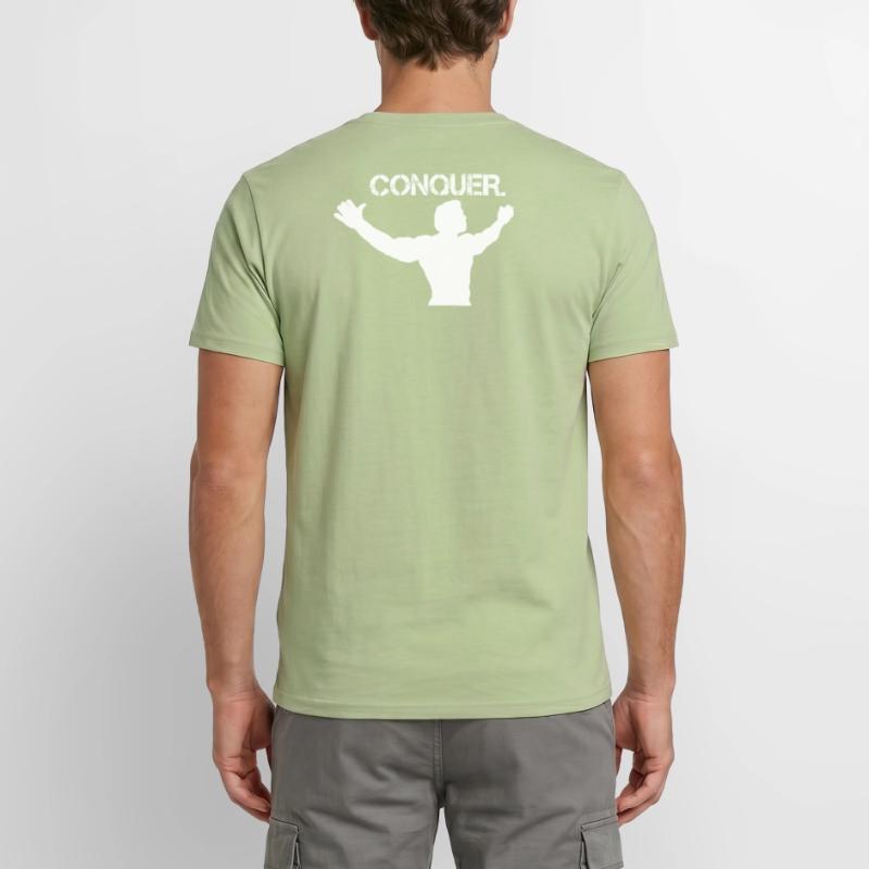 Conquérir. Conception de musculation T-shirt homme