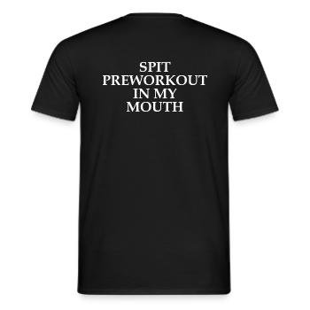 Spucke Preworkout in meinen Mund (AUF RÜCKEN) - Männer T-Shirt - Schwarz - Hinten - AI Model Male 178 light (178cm)