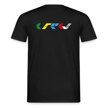 CREW clapperboard style - Men's T-Shirt - black - Back - AI Model Male 178 light (178cm)