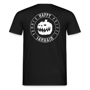 Happy Samhain - Men's T-Shirt - black - Back - AI Model Male 178 light (178cm)