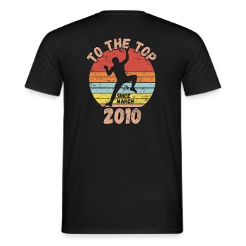 Anniversaire Escalade Bouldering depuis mars 2010 - T-shirt homme - noir - Dos - AI Model Male 178 light (178cm)