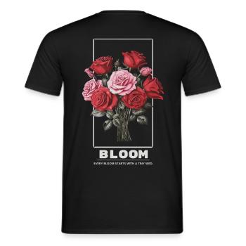 Bloom Rose Bouquet - Vintage Flowers with Saying - Men's T-Shirt - black - Back - AI Model Male 178 light (178cm)
