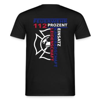 T-Shirt 112% mit Name auf linkem Ärmel - Männer T-Shirt - Schwarz - Hinten - AI Model Male 178 light (178cm)