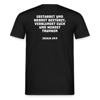 Bibel Spruch Zitat Alkohol Lustig Jesaja 29 - Männer T-Shirt - Schwarz - Hinten - AI Model Male 178 light (178cm)