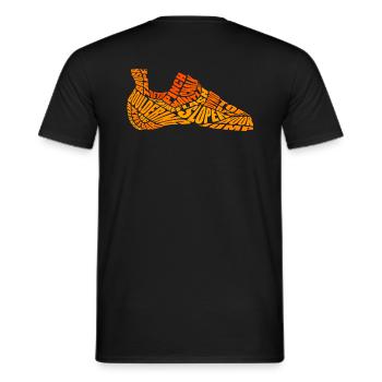 Bouldering Shoe - Orange - Men's T-Shirt - black - Back - AI Model Male 178 light (178cm)