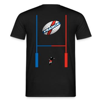rugby_french_design - Männer T-Shirt - Schwarz - Hinten - AI Model Male 178 light (178cm)