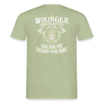 VALEURS VIKING - T-shirt homme - vert sauge - Dos - AI Model Male 178 light (178cm)