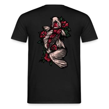 Koi Fish mit Rosen - Männer T-Shirt - Schwarz - Hinten - AI Model Male 178 light (178cm)