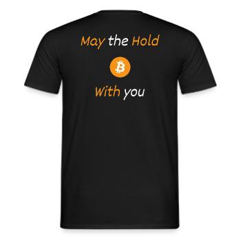 Design bitcoin - MAY THE HOLD BE WITH YOU - T-shirt homme - noir - Dos - AI Model Male 178 light (178cm)
