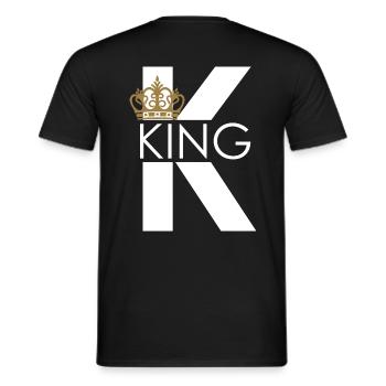 King King Queen Couple Outfit - Men's T-Shirt - black - Back - AI Model Male 178 light (178cm)