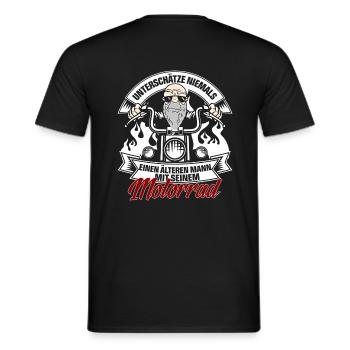 Alter Mann und Motorrad - Männer T-Shirt - Schwarz - Hinten - AI Model Male 178 light (178cm)