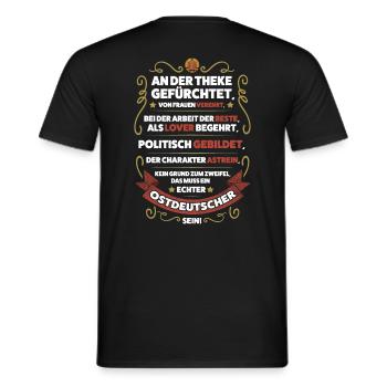 ES MUSS EIN OSTDEUTSCHER SEIN - OSSI DDR GESCHENK - Männer T-Shirt - Schwarz - Hinten - AI Model Male 178 light (178cm)