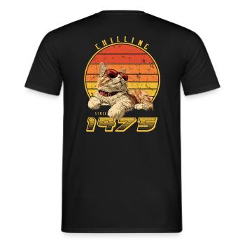 1975 chilling since retro Cat - Men's T-Shirt - black - Back - AI Model Male 178 light (178cm)