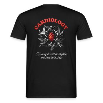 Herzschutzengel – Kardiologie inspiriertes Design - Männer T-Shirt - Schwarz - Hinten - AI Model Male 178 light (178cm)