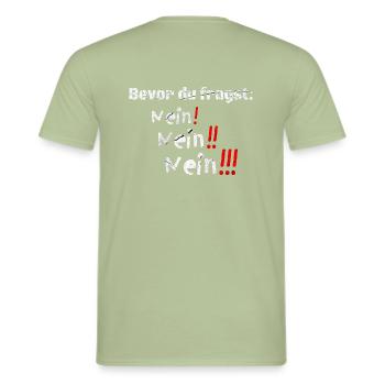 Avant de demander: NON! grande idée cadeau pour TOUT LE MONDE - T-shirt homme - vert sauge - Dos - AI Model Male 178 light (178cm)