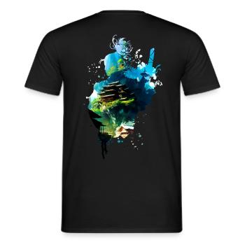 Samurai Anime Style - Men's T-Shirt - black - Back - AI Model Male 178 light (178cm)