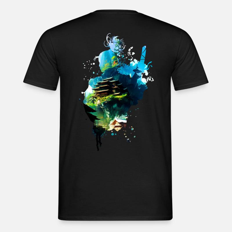 Samurai Anime Style - Männer T-Shirt - Schwarz