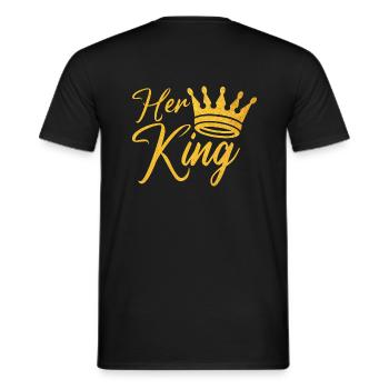 Her King King Queen Pärchenoutfit - Männer T-Shirt - Schwarz - Hinten - AI Model Male 178 light (178cm)