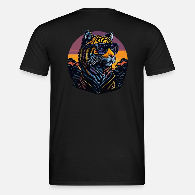 TIGER RETRO DESIGN - Männer T-Shirt - Schwarz