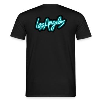 Los Angeles Neon Typografie - LA Kalifornien USA - Männer T-Shirt - Schwarz - Hinten - AI Model Male 178 light (178cm)