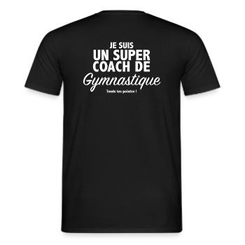 I am a GREAT GYMNASTICS COACH! - Men's T-Shirt - black - Back - AI Model Male 178 light (178cm)