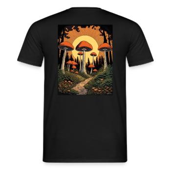 Magic Mushroom Forest - Men's T-Shirt - black - Back - AI Model Male 178 light (178cm)