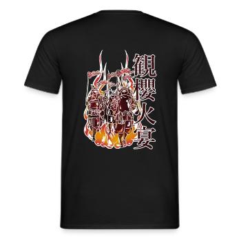 Procession of samurai in the fire - Men's T-Shirt - black - Back - AI Model Male 178 light (178cm)
