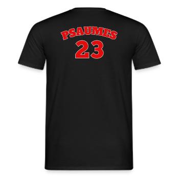 Psaume 23 verset biblique - T-shirt homme - noir - Dos - AI Model Male 178 light (178cm)