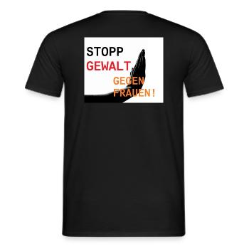 Stopp Gewalt gegen Frauen - Männer T-Shirt - Schwarz - Hinten - AI Model Male 178 light (178cm)