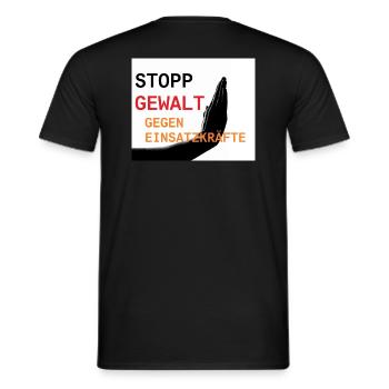 Stopp Gewalt gegen Einsatzkräfte - Männer T-Shirt - Schwarz - Hinten - AI Model Male 178 light (178cm)