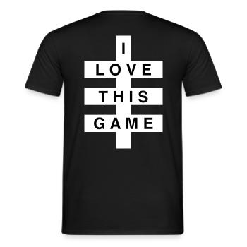 I Love this game // White logo - Heren T-shirt - zwart - Achter - AI Model Male 178 light (178cm)