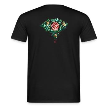 Chinesisch_Blumen_Verbotene Stadt_Pfingstrose1420 - T-shirt homme - noir - Dos - AI Model Male 178 light (178cm)