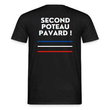 Second Poteau pavard ! - T-shirt homme - noir - Dos - AI Model Male 178 light (178cm)