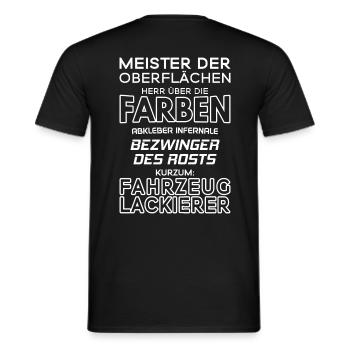 Fahrzeuglackierer / Fahrzeuglackiererin - Männer T-Shirt - Schwarz - Hinten - AI Model Male 178 light (178cm)