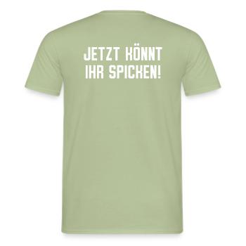 Lustiges Lehrer T-Shirt Jetzt könnt Ihr Spicken - Männer T-Shirt - Sage - Hinten - AI Model Male 178 light (178cm)