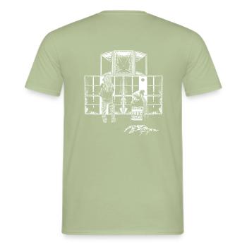 Soutien freetekno Sound System - T-shirt homme - vert sauge - Dos - AI Model Male 178 light (178cm)