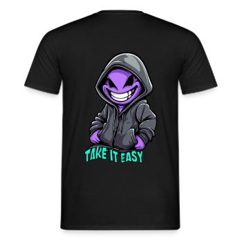Comic Gesicht - take it easy - Männer T-Shirt - Schwarz - Hinten - AI Model Male 178 light (178cm)