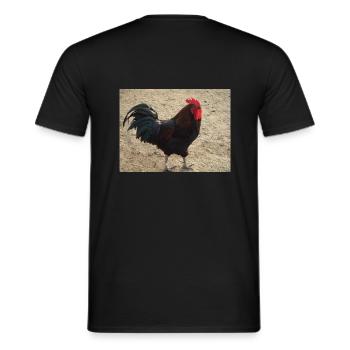 Hahn mit schwarzen Federn - Männer T-Shirt - Schwarz - Hinten - AI Model Male 178 light (178cm)
