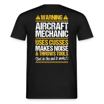 Mécanicien d’avions Aircraft Mechanic - T-shirt homme - noir - Dos - AI Model Male 178 light (178cm)