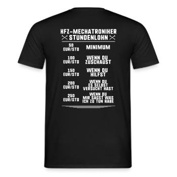 Kraftfahrzeugmechatroniker/KFZ-Mechatroniker/Lohn - Männer T-Shirt - Schwarz - Hinten - AI Model Male 178 light (178cm)