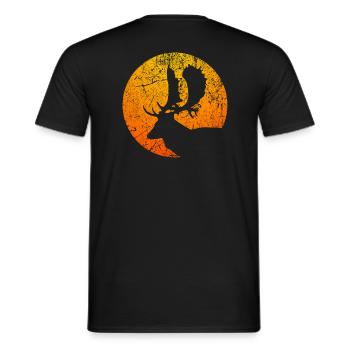 forest wild sun nature hunter fallow deer stag hunting - Men's T-Shirt - black - Back - AI Model Male 178 light (178cm)