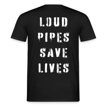 Loud pipes save lives - Men's T-Shirt - black - Back - AI Model Male 178 light (178cm)