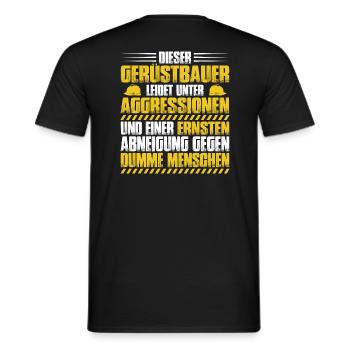 Gerüstbauer/Gerüstbau/Baustelle/Rohbau/Aggressiv - Männer T-Shirt - Schwarz - Hinten - AI Model Male 178 light (178cm)