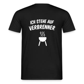 Ich stehe auf Verbrenner im Garten beim Grillen - Männer T-Shirt - Schwarz - Hinten - AI Model Male 178 light (178cm)