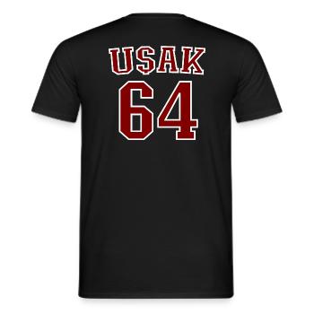 Usak 64 - Männer T-Shirt - Schwarz - Hinten - AI Model Male 178 light (178cm)