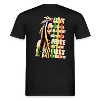 Rastaman jah rastafari - Men's T-Shirt - black - Back - AI Model Male 178 light (178cm)
